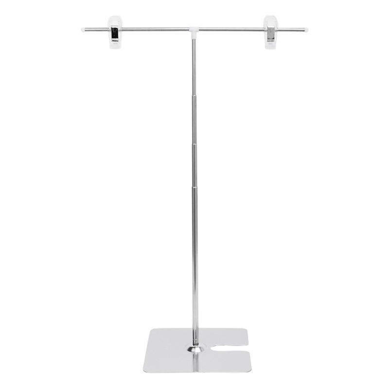 Desktop T-Shaped Stainless Steel Poster Stand, Extendable 22-80cm Antenna Display Stand