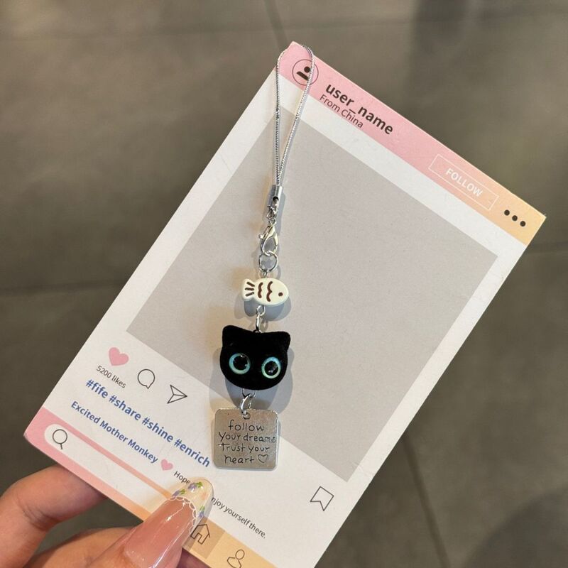 Cute Big-Eyed Black Cat Cartoon Phone Chain, Super Adorable Sweet Girl Bag Accessory Pendant, Best Friend Charm, Gift Cute Big-Eyed Black Cat Cartoon Phone Chain, Super Adorable Sweet Girl Bag Accessory Pendant, Best Friend Charm, Gift