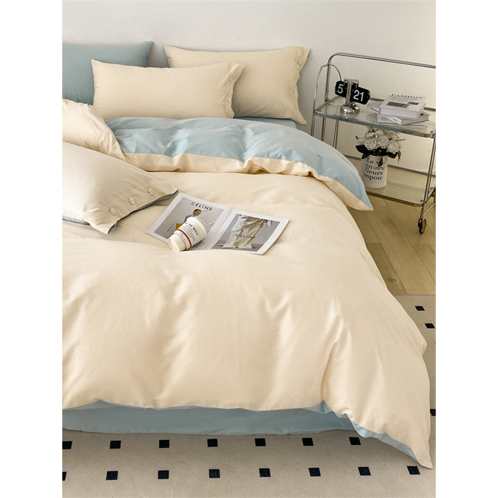 Luz de lujo alto algodón de lana larga cuatro piezas de sábanas de algodón cubierta de colcha de algodón dormitorio individual tres piezas de ropa de cama