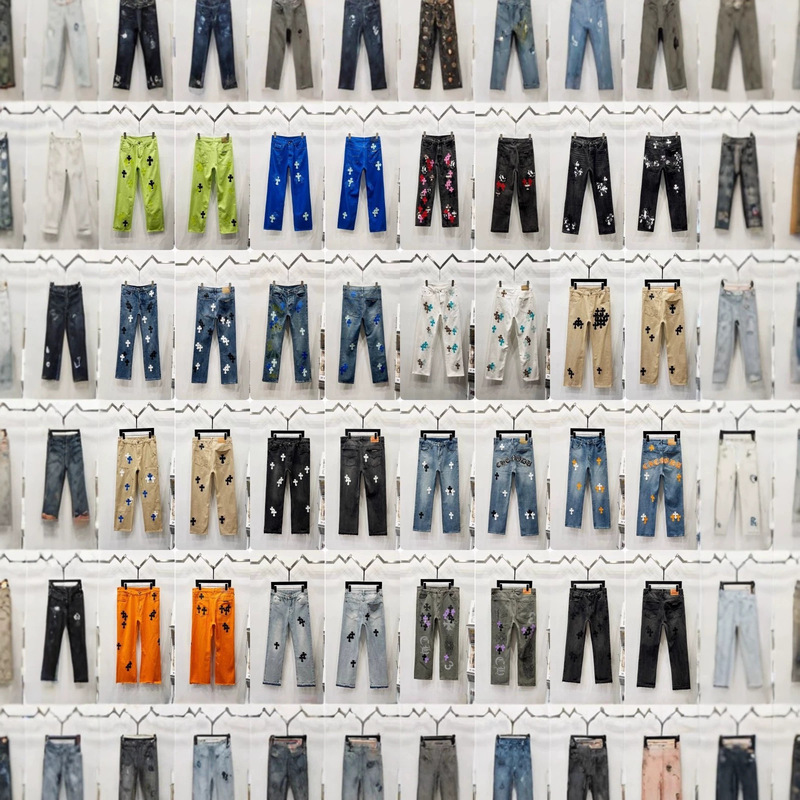 Cross-Border Foreign Trade High Street Jeans for Men, European and American Style, Loose Fit, Washed, Vintage, with Cross Leather Patch, Long Pants Cross-Border Foreign Trade High Street Jeans for Men, European and American Style, Loose Fit, Washed, Vintage, with Cross Leather Patch, Long Pants