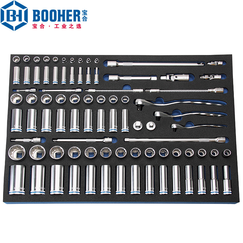 宝合Booher1803302 85件6.3mm+10+12.5系列公制套筒组套套筒扳手