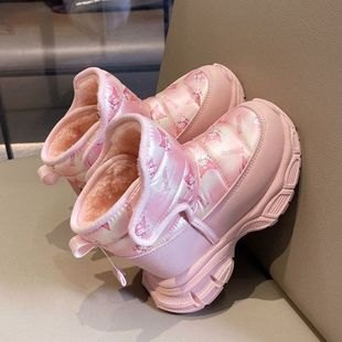 Girls Snow Boots Winter New Arrival fleece-lined Children Princess Large Cotton Boots Waterproof Non-Slip Northeast Cotton Shoes Girls Baby