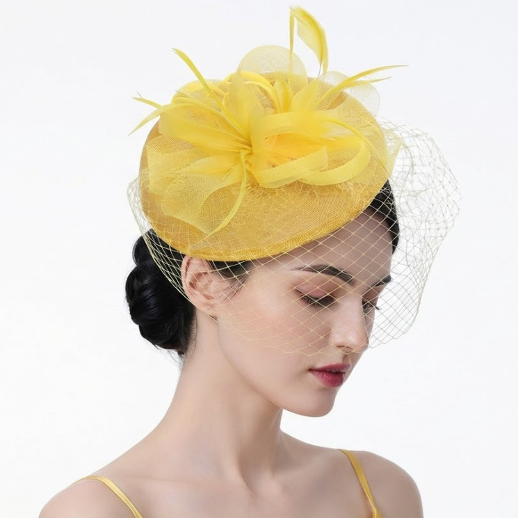 Amazon's best-selling European and American high-end feather and flower mesh hat bridal headwear, fashionable hair accessory, felt headpiece