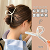 Metal shark, big advanced hairgrip, crab pin with bow, hair accessory, internet celebrity, high-quality style