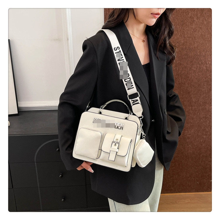 Bolso de moda de estilo europeo y americano 2025 primavera nuevo estilo simple y atmosférico bolso de letras cinturón de hombro ancho bolso de mensajero de un solo hombro