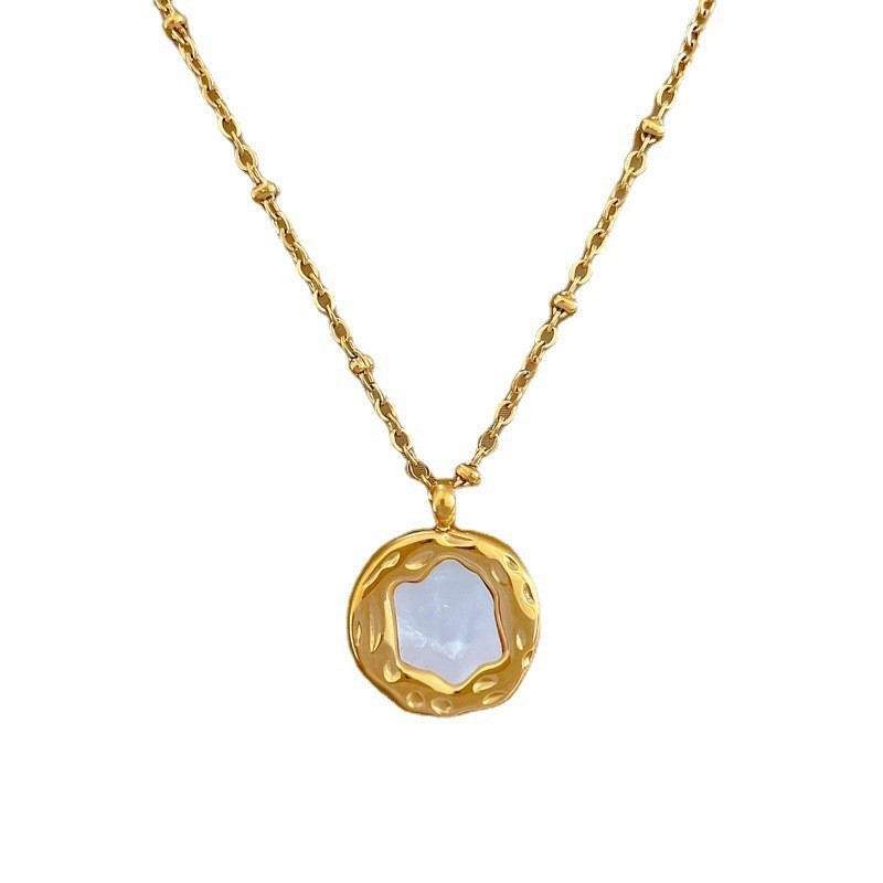 Minimalist Irregular Shell Necklace In Real Gold For Women_voghion.com