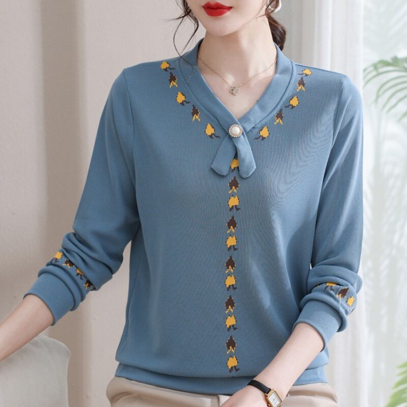 Mom's Autumn Base Shirt Long-sleeved T-shirt 2024 New Middle-aged and Elderly Women's Spring and Autumn Western Style Knitted Small Shirt Top Mom's Autumn Base Shirt Long-sleeved T-shirt 2024 New Middle-aged and Elderly Women's Spring and Autumn Western Style Knitted Small Shirt Top