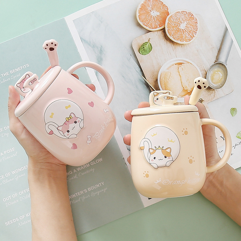 新しいトレンディなかわいいカピバラ人形ウォーターカップ高価値マグ蓋付きスプーンセラミックカップギフト|undefined