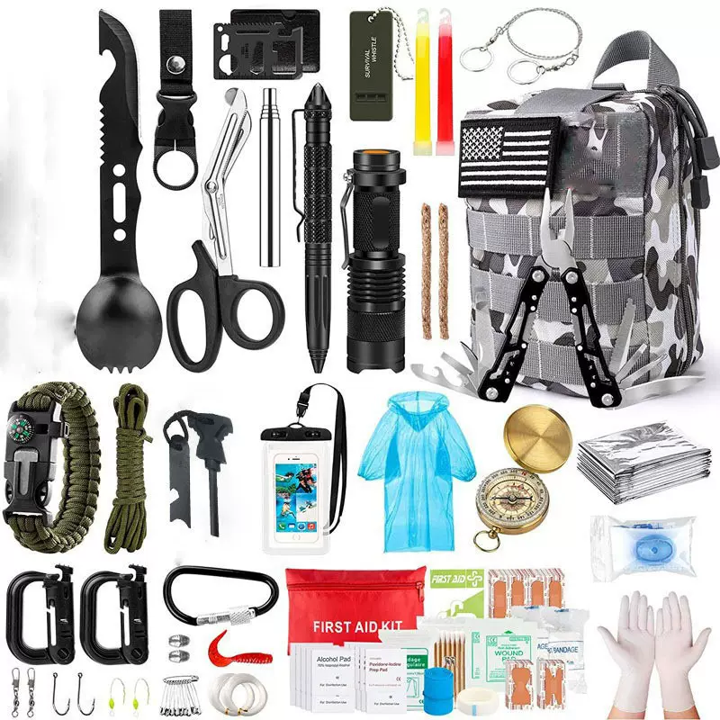 亚马逊热卖户外用品露营装备荒野求生宝盒野外生存多功能工具套装