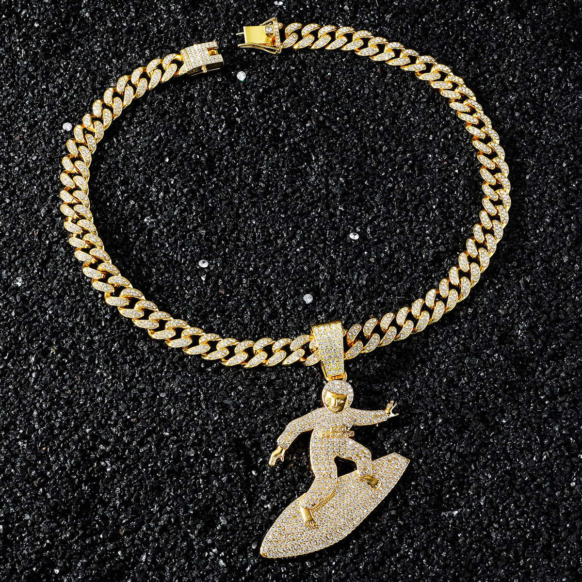 Hip-Hop Retro Skateboard Boy Zinc Alloy Rhinestones Men's Pendant Necklace Men Pendant Necklaces display picture 6