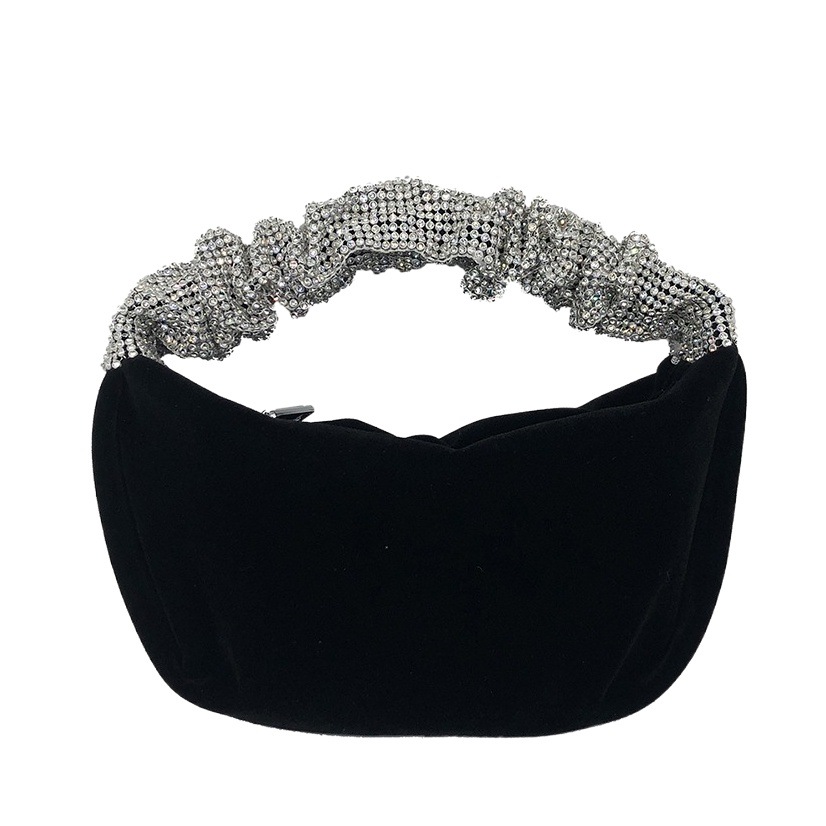 Bolso de las nuevas mujeres del estilo popular red rojo mismo estilo flash diamante bolsa de terciopelo negro rhinestone bolso noche banquete mano llevar