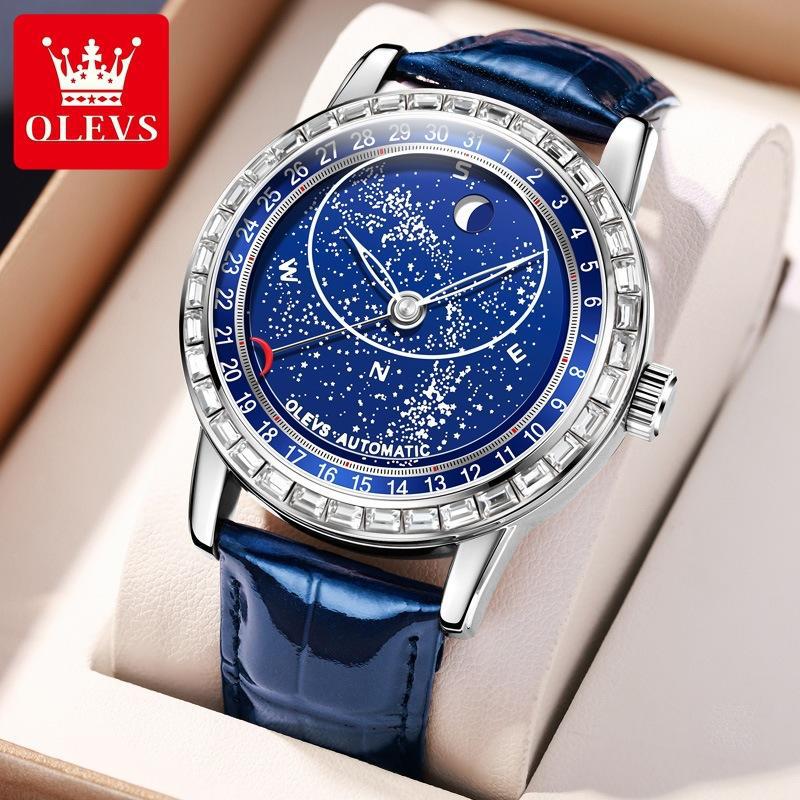 Li 9923 blue leather diamond ring starry sky blue male