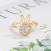 Rotating rabbit, ring, cute agile adjustable small design birthday charm, on index finger, light luxury style