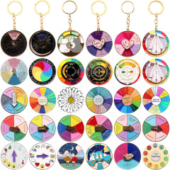 跨境彩色轉盤胸針 精美琺瑯徽章鑰匙扣 金屬掛件輪盤百搭服裝配飾