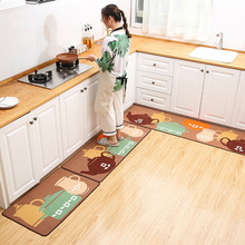 跨境圈绒卡通厨房地垫耐脏家用乳胶长条地毯进门入户刮泥防滑垫子