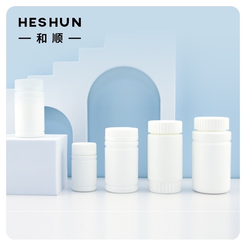 HDPE straight bottle white gear pressure screw cap spore powder capsule liver nourishing tablets sleep well tablets plastic health care product bottle