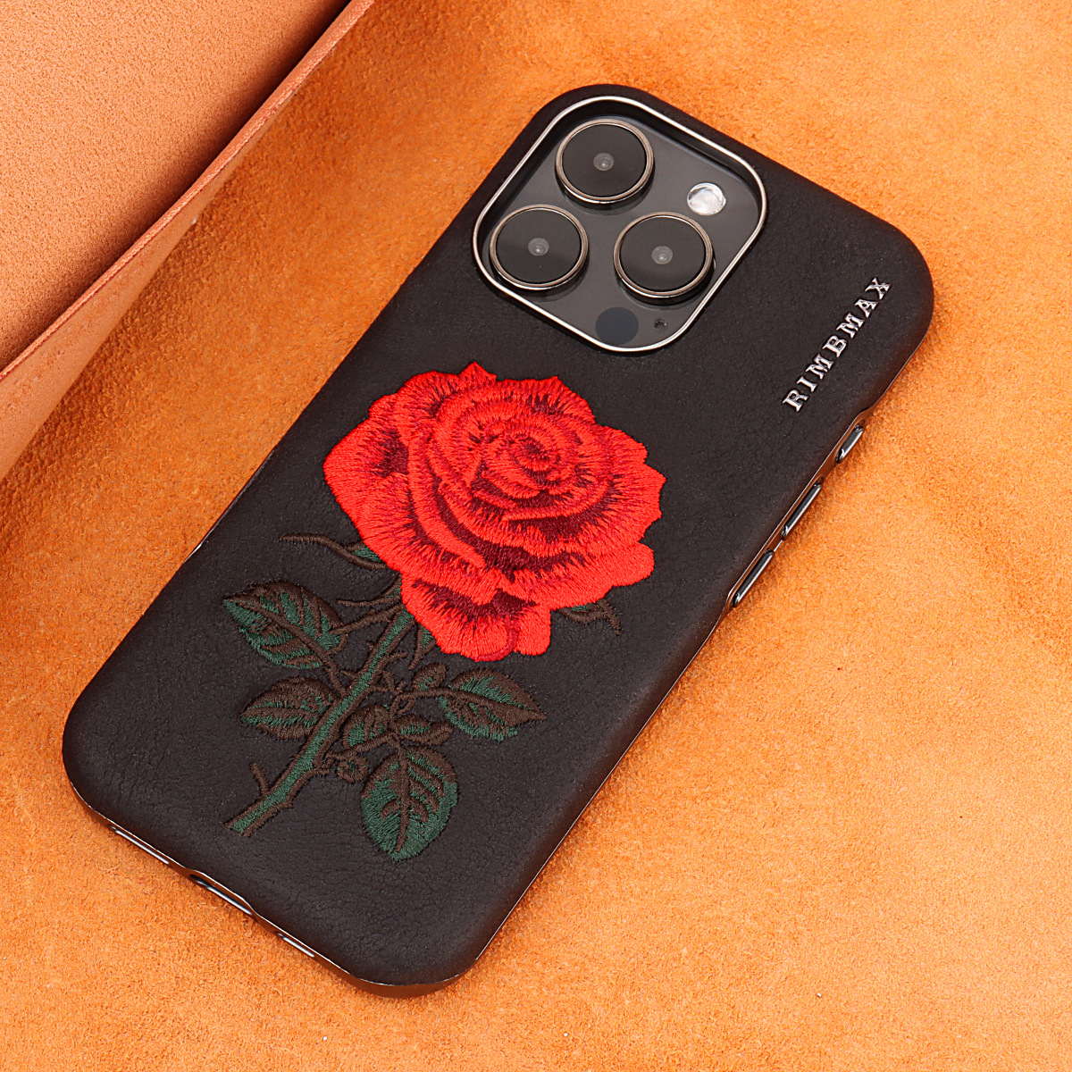 Ốp lưng iPhone 16 Pro Max thêu hoa hồng mạ điện sang trọng, chống sốc viền dày — Màu đen, Màu đỏ, Màu hồng, Màu xám chi tiết 15
