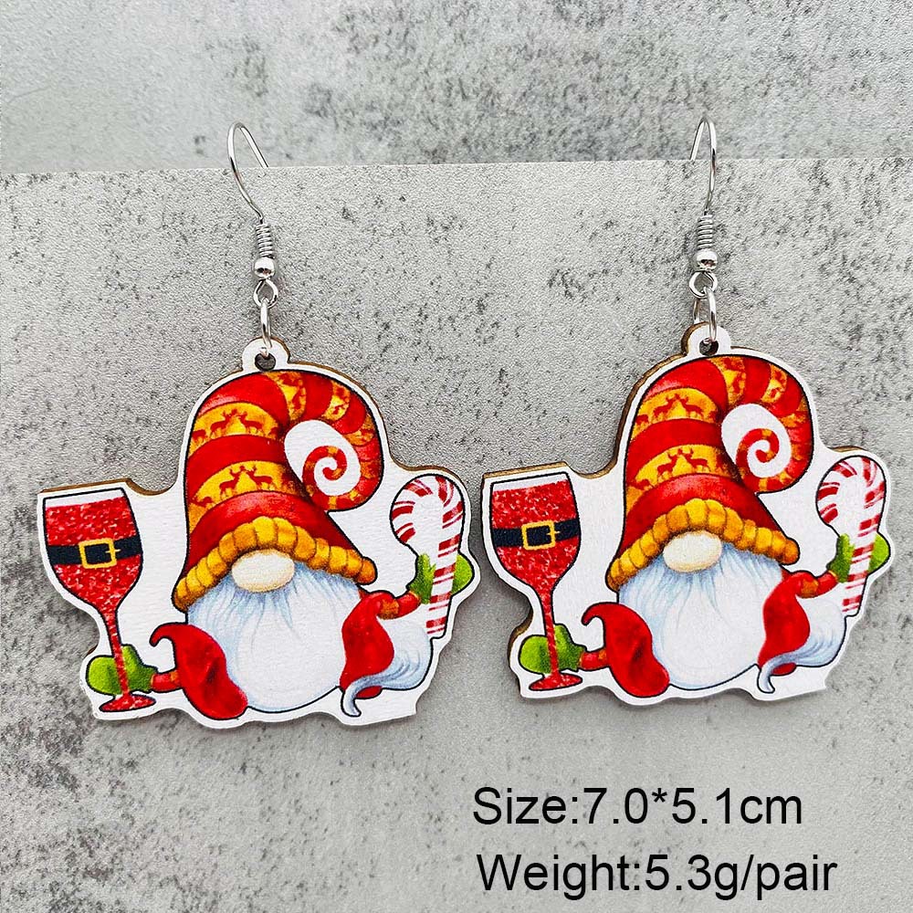 1 Pair Cute Christmas Hat Christmas Tree Santa Claus Wood Ear Hook display picture 11