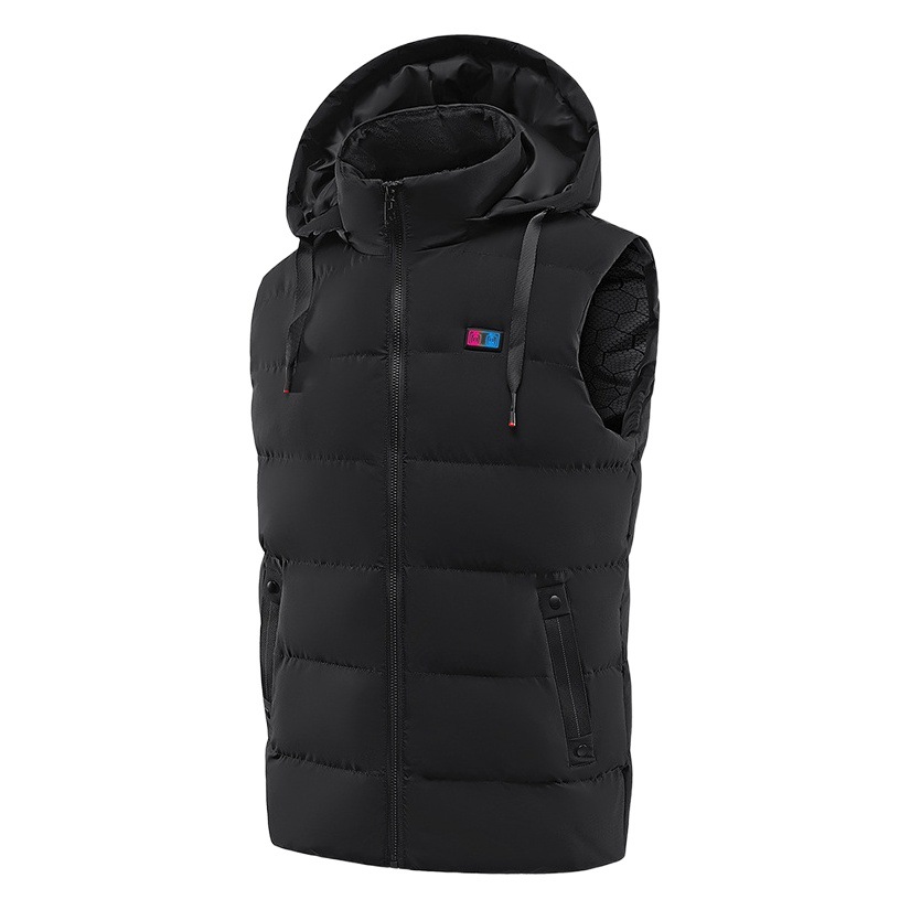 Chaleco de calefacción de doble control inteligente Zone 11 temperatura constante de los hombres con capucha USB carga transfronteriza abajo Chaleco de calefacción de algodón