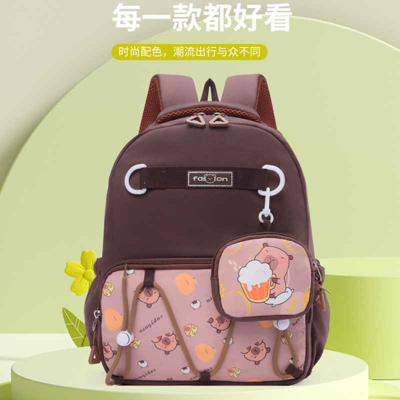 Mochila infantil Capibara caricatura niños mochila de jardín de infantes 4 años de edad 6 años de edad, mochila de niña encantadora