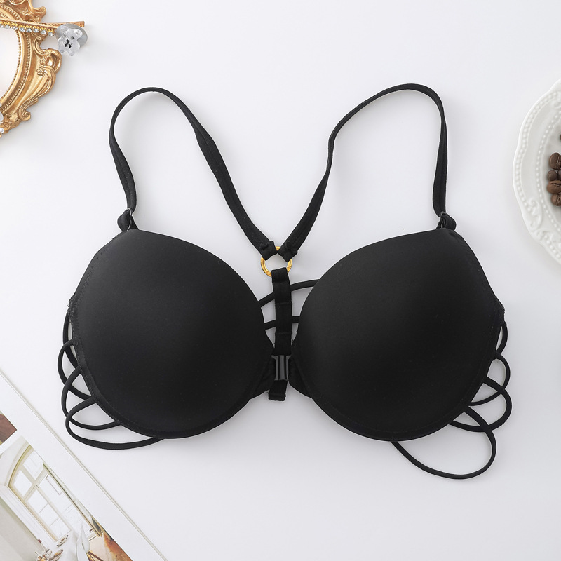 Verano ropa interior de espalda abierta lisa sin marcas sujetador de botón frontal sexy pecho pequeño sujetador de comercio exterior del sudeste asiático spot