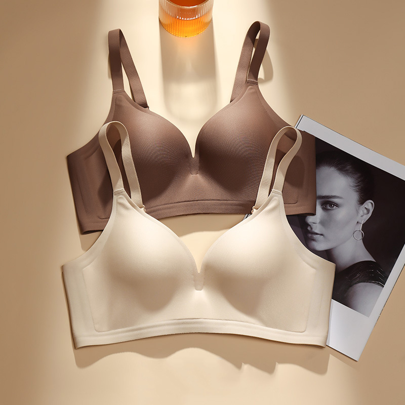 Original Japanese Traceless Underwear Women's Thin Small Chest Push-up Rimless Bra Anti-sagging Comfortable Bra