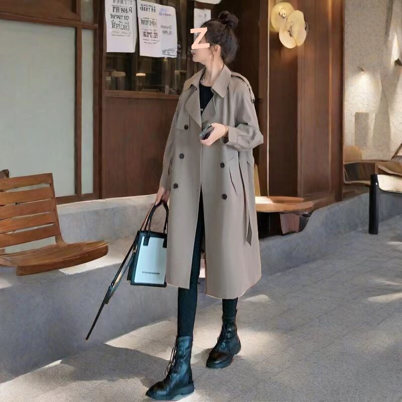 Elegant Thin Windbreaker for Women, Mid-Length 2025 Spring and Autumn New Korean Style Slimming Jacket, Loose Coat