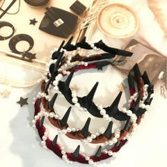 顯臉小絲絨珍珠發箍新款洗臉防滑專用頭箍高級感外出束髮帶發窟