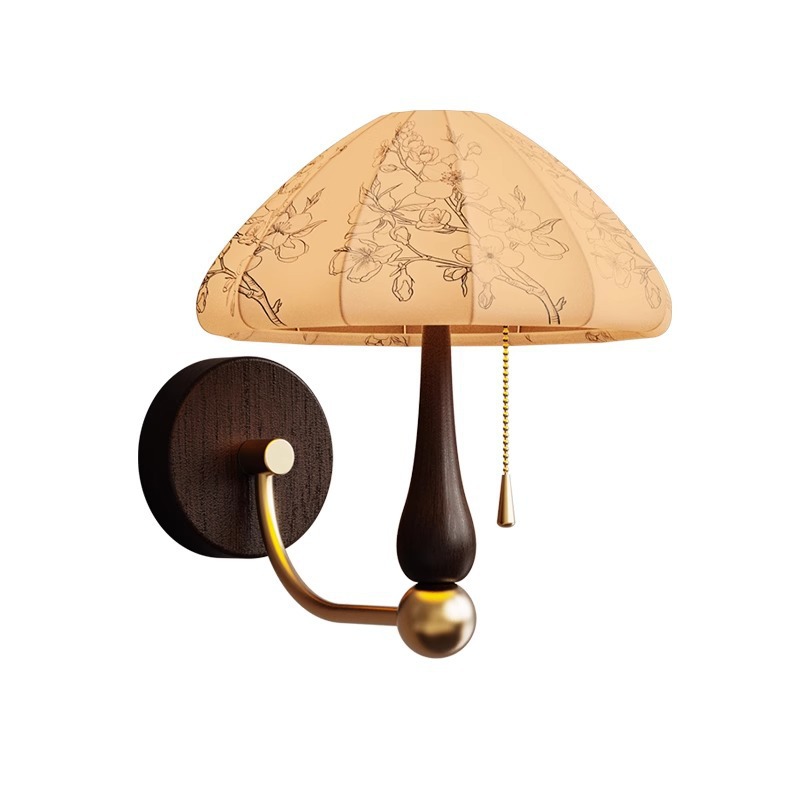 Lámpara de pared con cabecera de cama de dormitorio medieval francés de alta gama, decoración de mesa de casa de familia retro de madera maciza, decoración de ambiente, lámpara de mesa decorativa