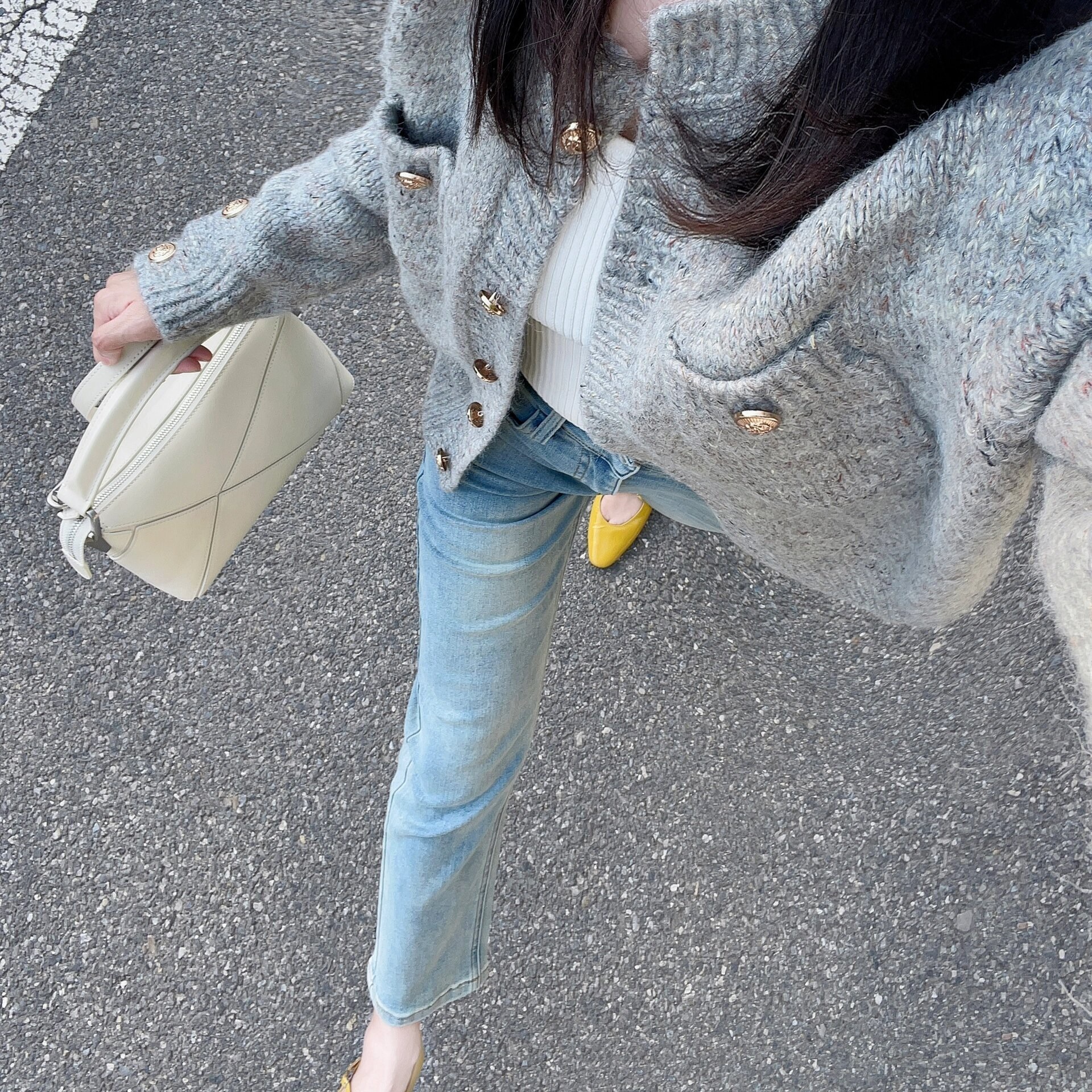 小香风灰色针织开衫女秋装新款慵懒风外搭马海毛毛衣外套上衣秋秋