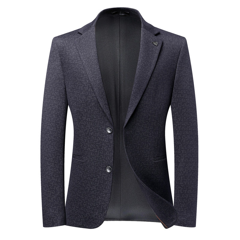 Áo vest nam dệt kim họa tiết chìm dáng ôm, dày dặn, không nhăn, phong cách công sở — Màu xanh dương, màu đen