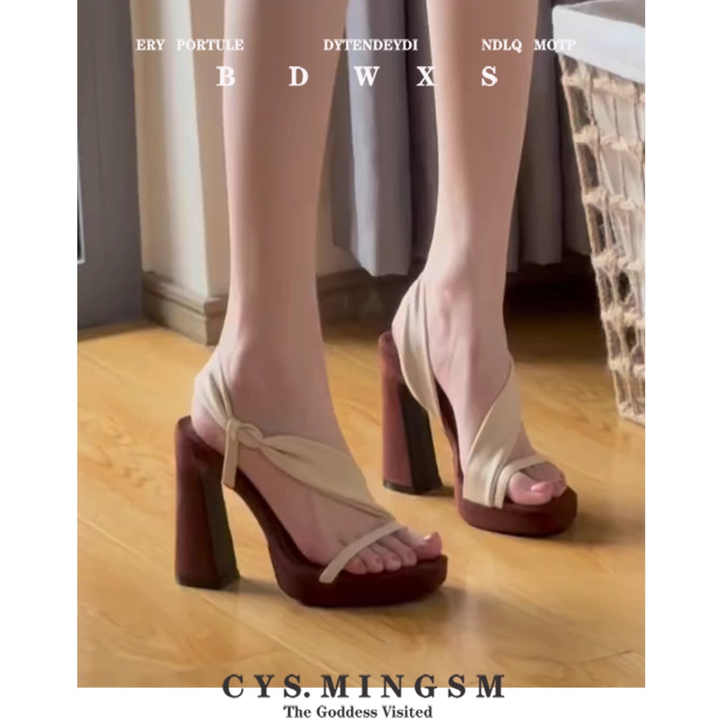 Sheepskin Version! French Cross Ribbon Thick Heel Waterproof Platform High Heels for Women 2025 New Elegant Heightening Sandals and Slippers