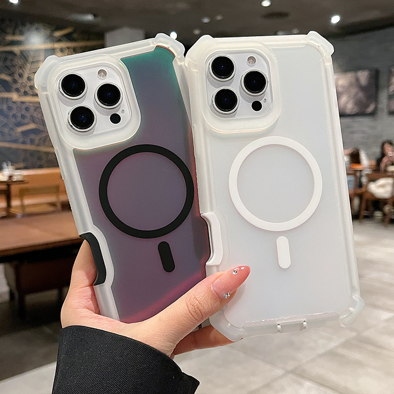 Iphone16 promax保護カバー14カメレオンメッキ磁気吸引携帯ケース四角転倒防止リンゴ15|undefined