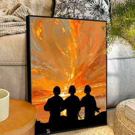 diy数字油画军事题材爱国主题手绘填色丙烯油彩画装饰挂画建军节