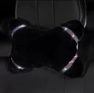 Sürətlər qutusu və əl tormozu başlıqları diamond-embedded plush warm headrest waist - colored-diamond-black-hair-headrest-single