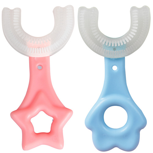 New children's U-shaped imitation silicone toothbrush manual baby lazy oral toothbrush oral cleaning toothbrush