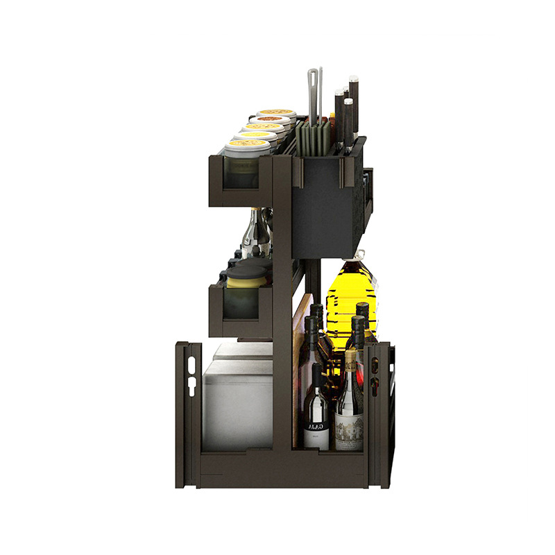 Gabinete de cocina cajón de aluminio cesta de condimento cajón doble mini gabinete superficial condimento cesta de almacenamiento