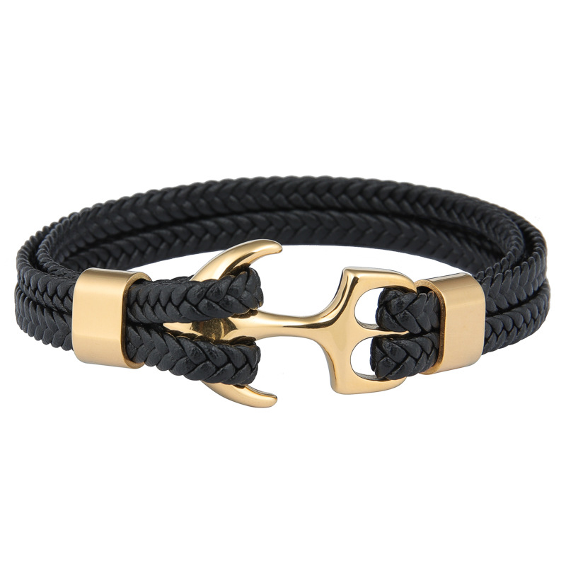 Moda Geométrico Cuero Sintético Acero Titanio Hombres Pulsera 1 Pieza display picture 1