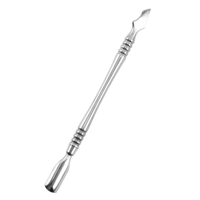 Nuevo color mágico manicura acero empuje piel muerta empuje removedor de uñas empujador de uñas doble cabeza doble uso manicura herramienta traje transfronterizo