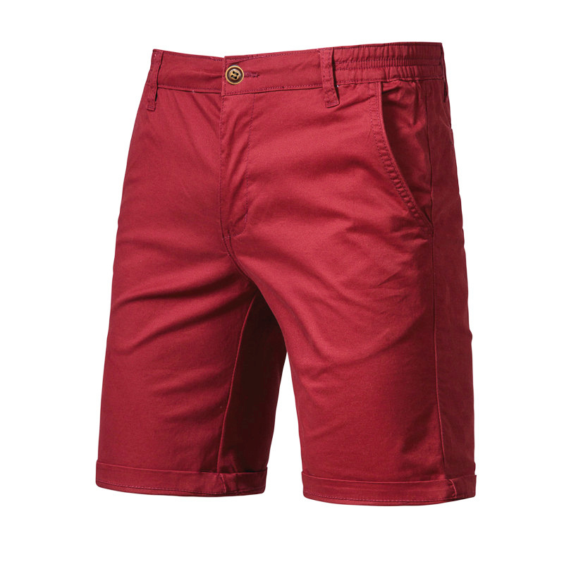 Casual Cotton Shorts For Men Five-point Straight Fit Solid Colour_voghion.com