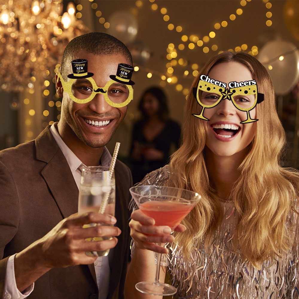 Gafas de decoración de fiesta de día de Año Nuevo europeo y americano decoración de Año Nuevo Feliz Año Nuevo gafas de papel image 4