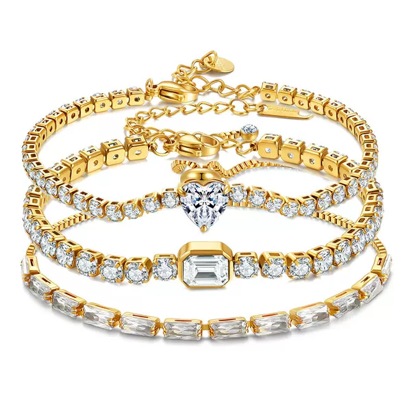 European and American Cross-Border New Product Heart-Shaped Rectangular 18K Gold-Plated Diamond-Encrusted Adjustable New Colorful Zircon Bracelet Jewelry