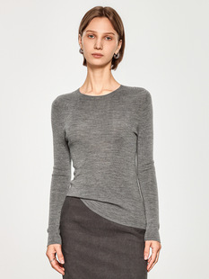 Безопасный для кожи шерстяной бесшовный цельноформованный вязаный свитер с круглым вырезом, пригодный для машинной стирки, универсальный базовый слой для женщин