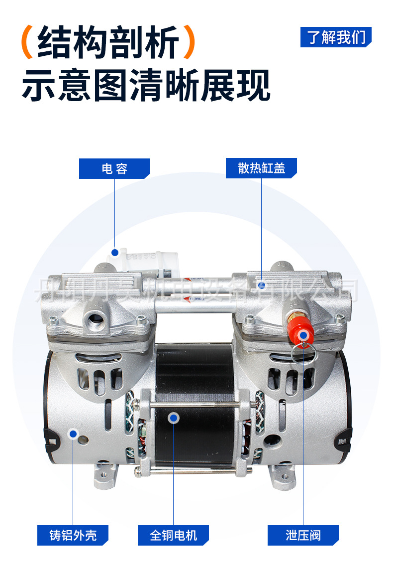 Ol350 Oil-Free Supercharged Air Compressor 380W High-Power High-Pressure Air Pump Small Silent Piston Maintenance-Free