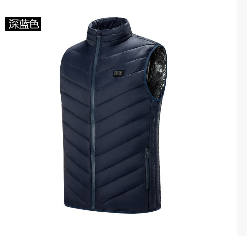 Nueva transfronteriza inteligente de doble zona de control 11 Chaleco de calefacción eléctrica de moda de los hombres simples calefacción eléctrica chaleco térmico chaqueta