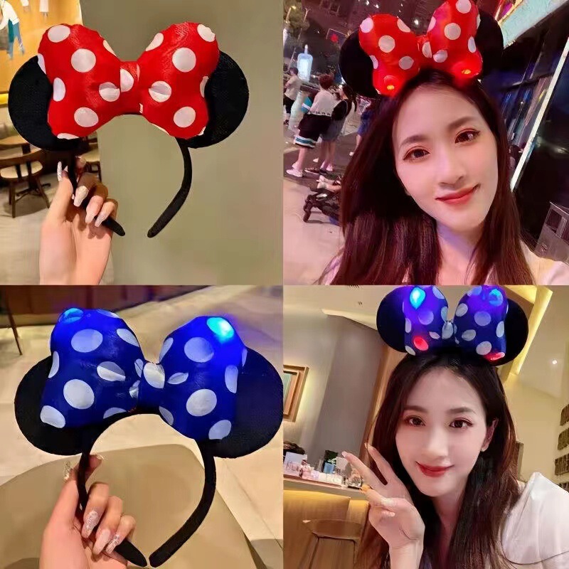 Internet Popular Big Dot Headband New Luminous Big Minnie Bow Rabbit Ear Headwear Children's Toy Adult Hair Accessories