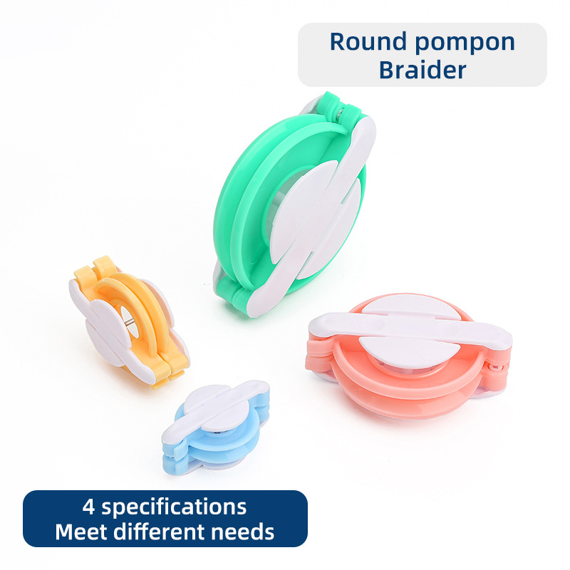 Venta directa de comercio exterior máquina de trenzado de bolas de lana color Conjunto de 4 piezas herramienta de trenzado muñeca bola de peluche bola que hace la máquina