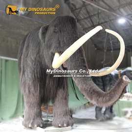 硅胶粘毛半身猛犸象电动模型 古生物科普场景装置工程定制