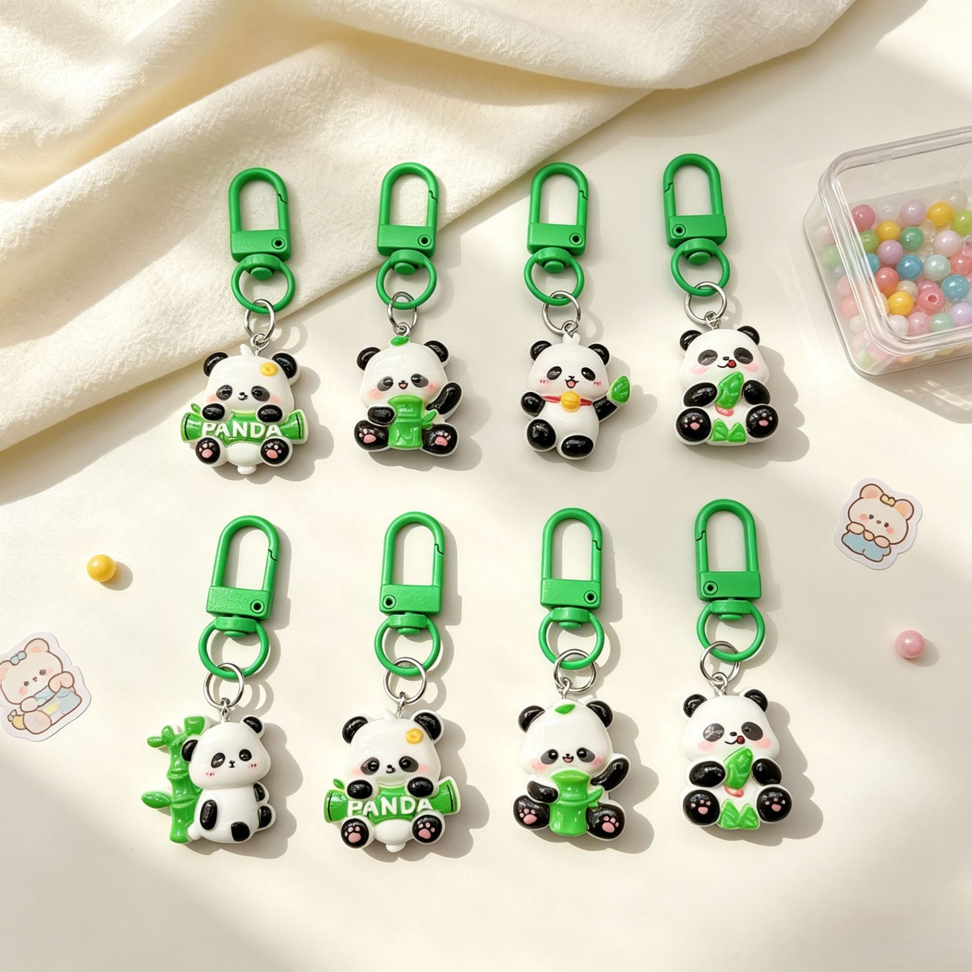 Cute Little Panda Resin Keychain Cartoon Student Backpack Pendant Small Gift Best Friend Gift Keychain Wholesale