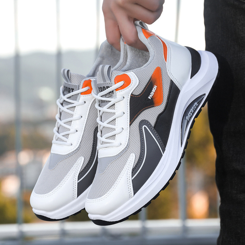 Nuevos zapatos deportivos primavera y otoño zapatos casuales de cuero impermeables para hombres, tendencia de malla transpirable, zapatos de suela suave cómodos y versátiles para correr